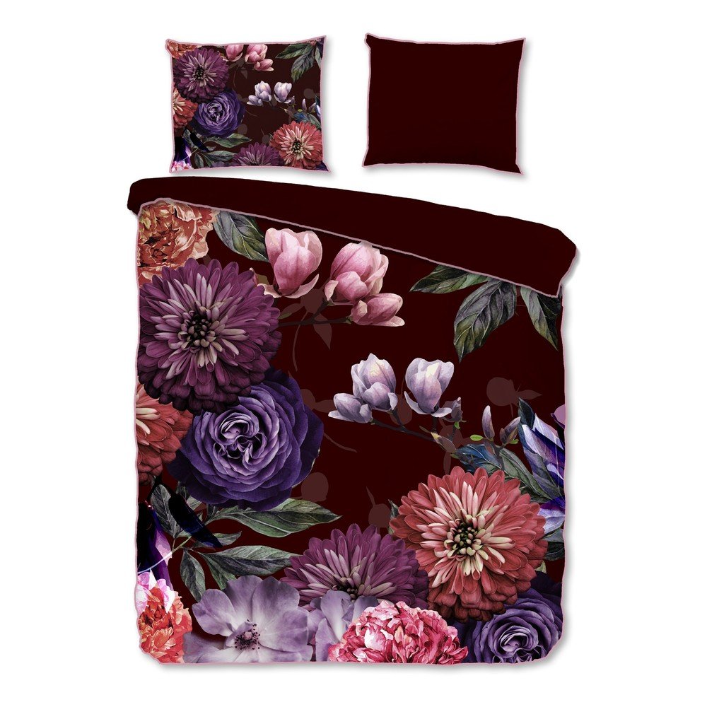Sötétlila kétszemélyes-hosszabbított pamut-szatén ágyneműhuzat 240x220 cm Bloomie – Descanso