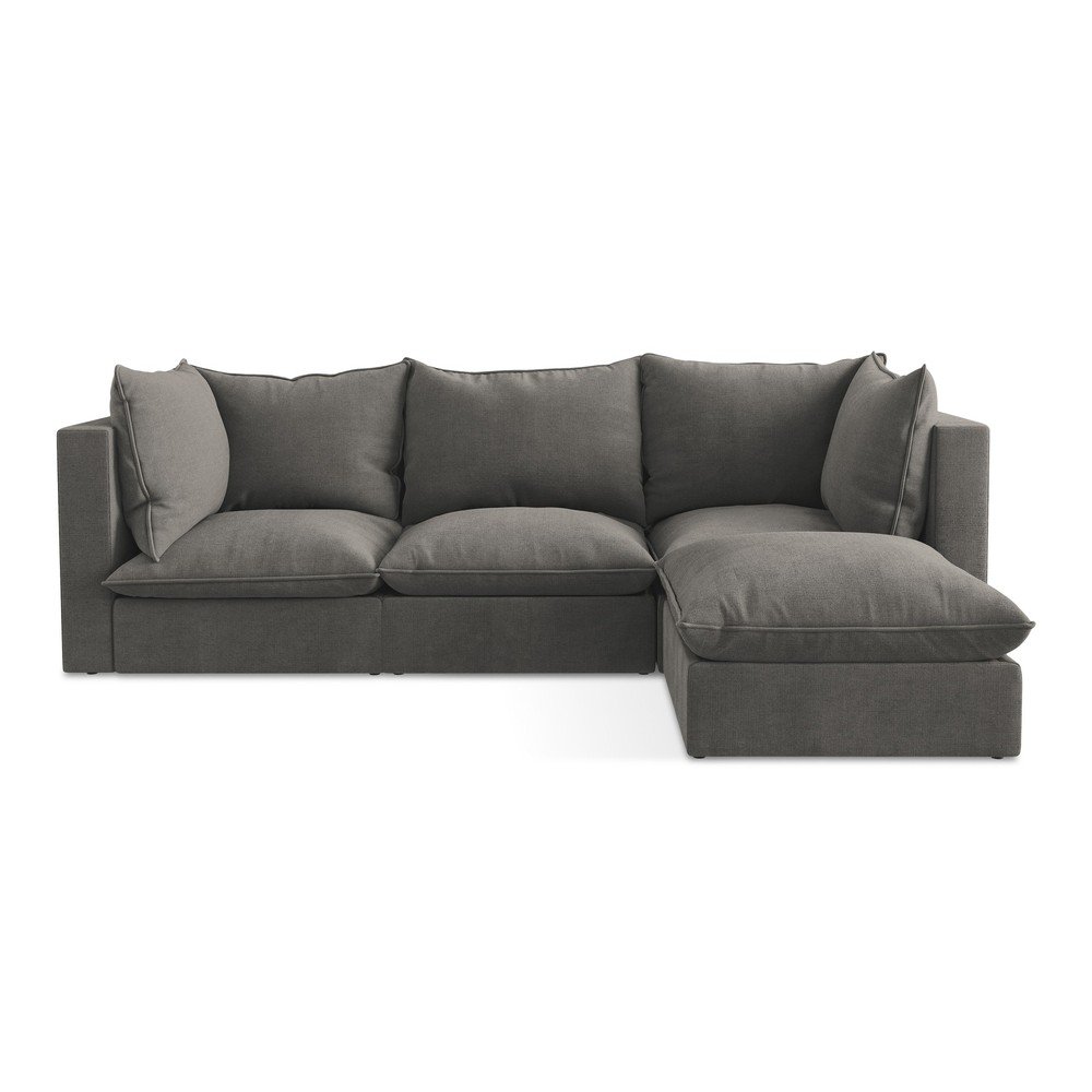 Sötétszürke sarokkanapé (jobb oldali-heverő résszel) Manao – Makamii