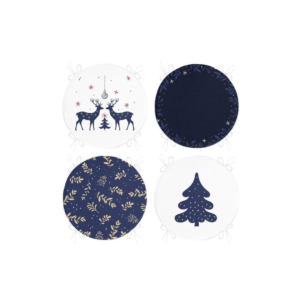 Székpárna szett karácsonyi mintával  4 db-os  ø 40 cm Blue Christmas – Mila Home
