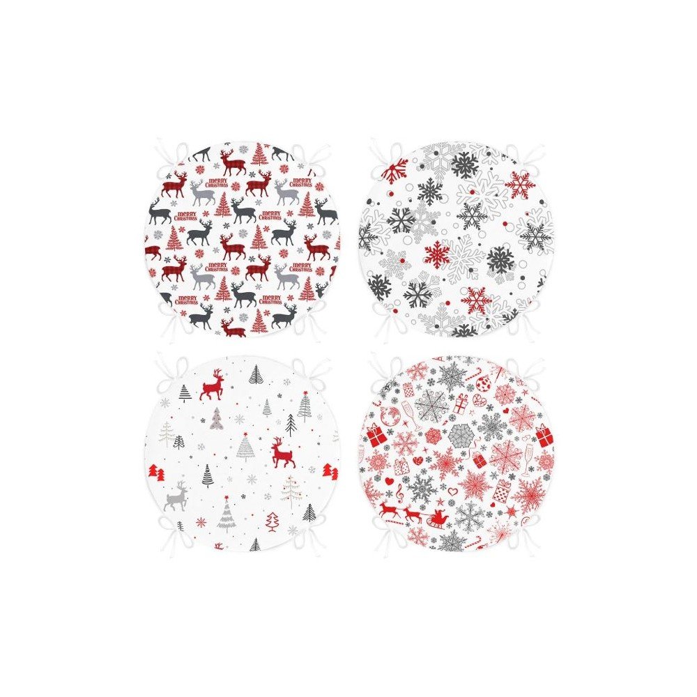 Székpárna szett karácsonyi mintával 4 db-os  ø 40 cm Snowflakes – Mila Home