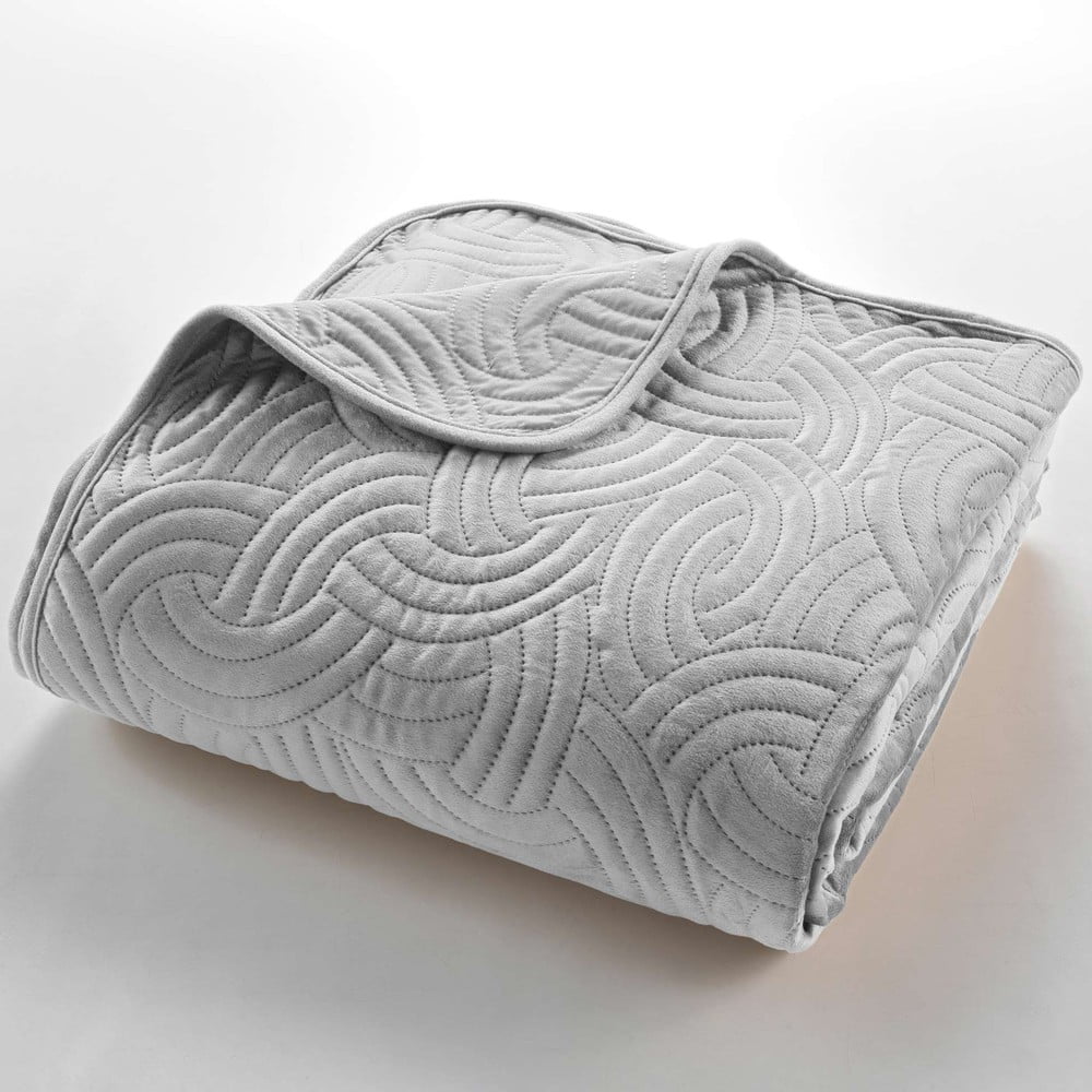 Szürke bársony ágytakaró és párnahuzat szett 240x260 cm Solange – douceur d'intérieur