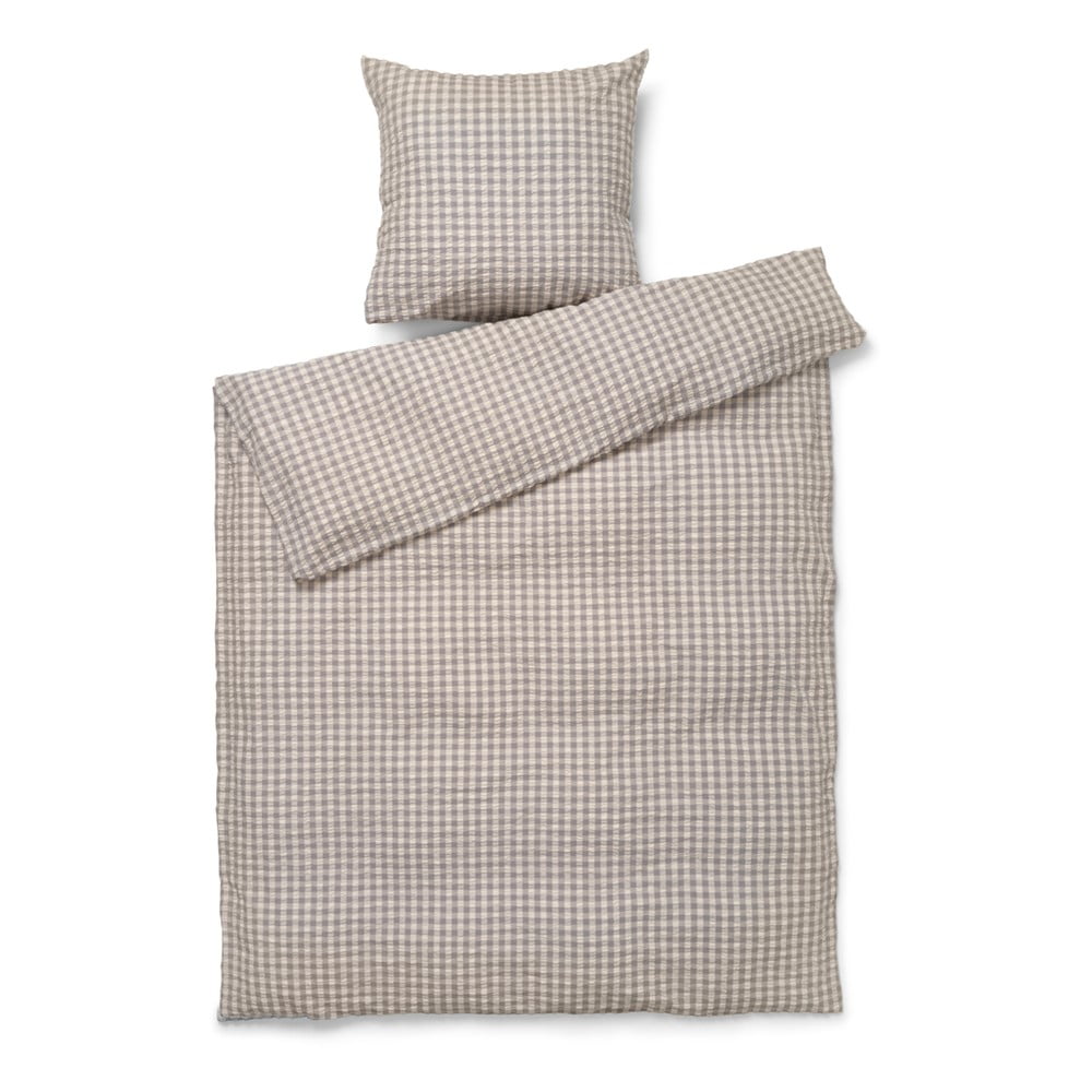 Szürke-bézs egyszemélyes hosszabbított krepp ágyneműhuzat 150x210 cm Bæk&Bølge – JUNA