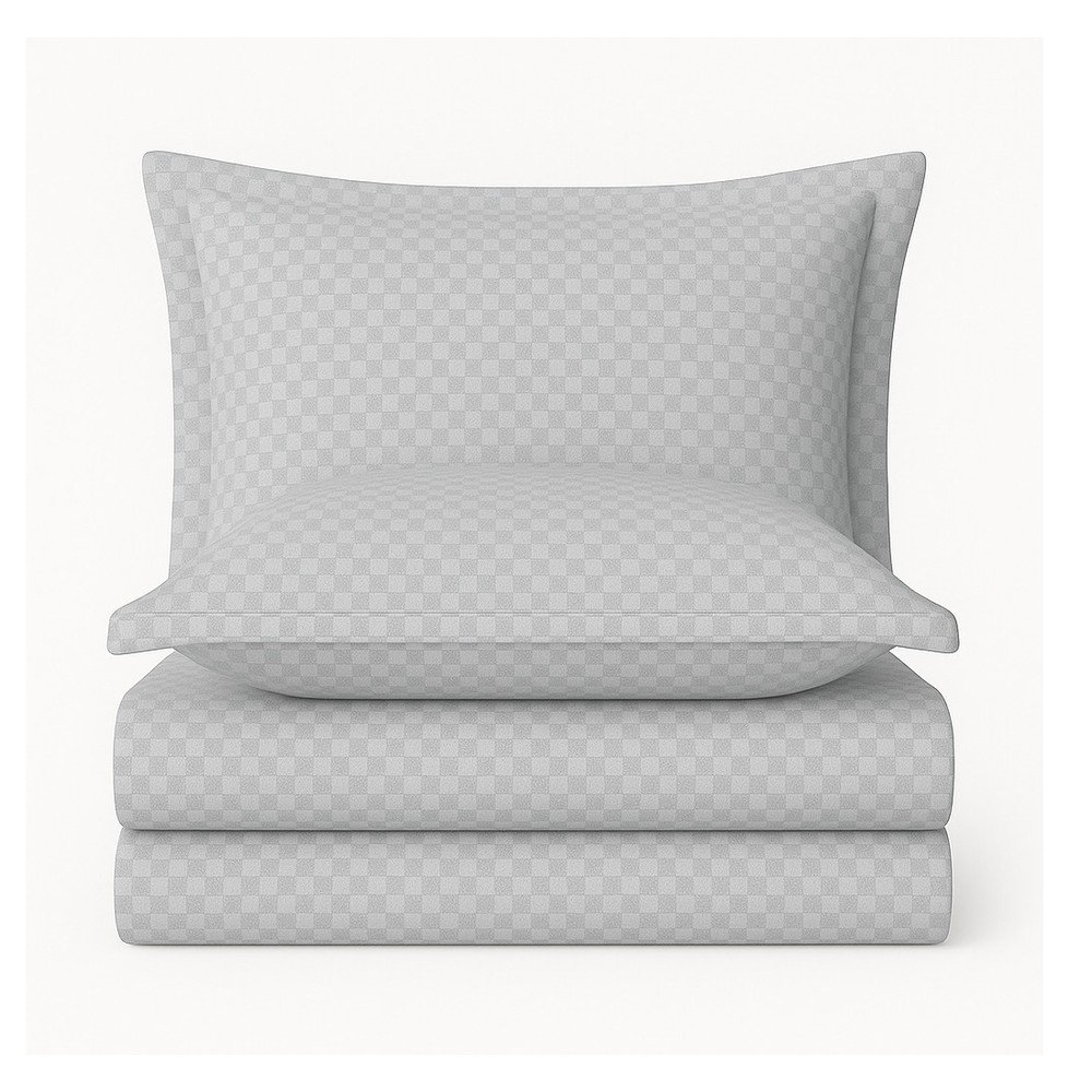 Szürke egyszemélyes renforcé pamut ágyneműhuzat 140x200 cm Checkered – Mila Home Luxury