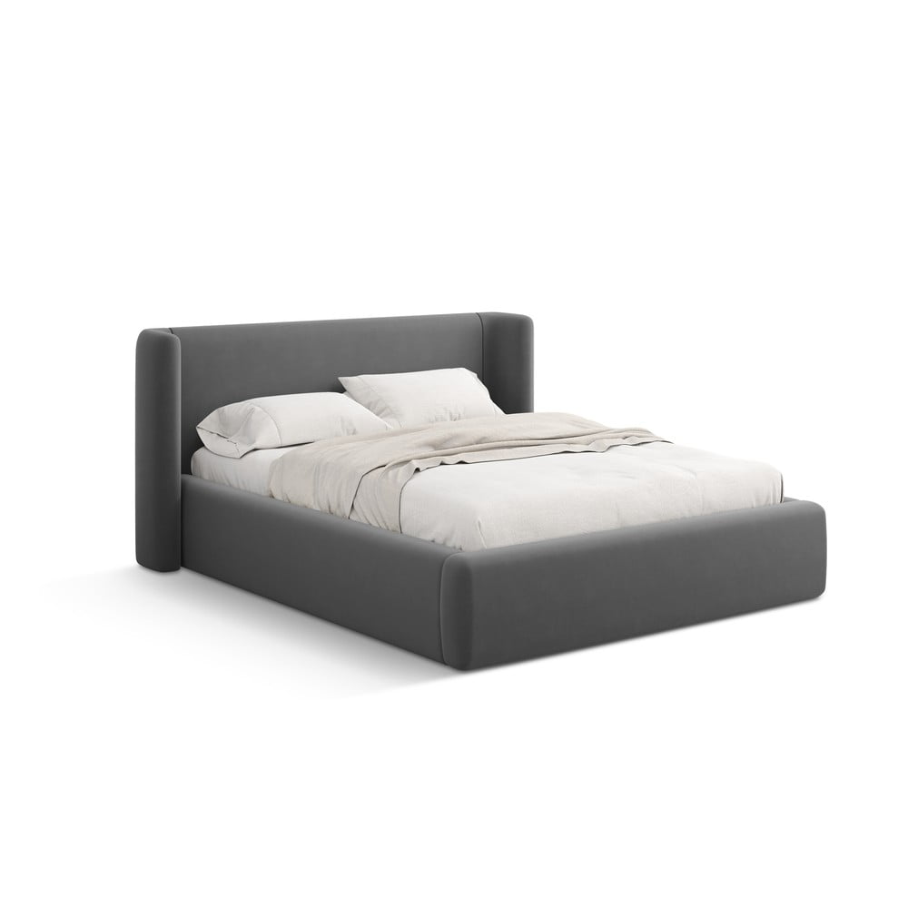Szürke kárpitozott ágyneműtartós franciaágy ágyráccsal 140x200 cm Jason – Windsor & Co Sofas