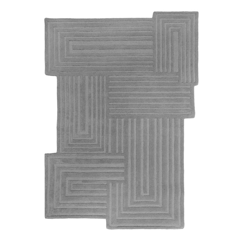Szürke kézi szövésű gyapjú szőnyeg 160x230 cm Zen Rectangles – Flair Rugs