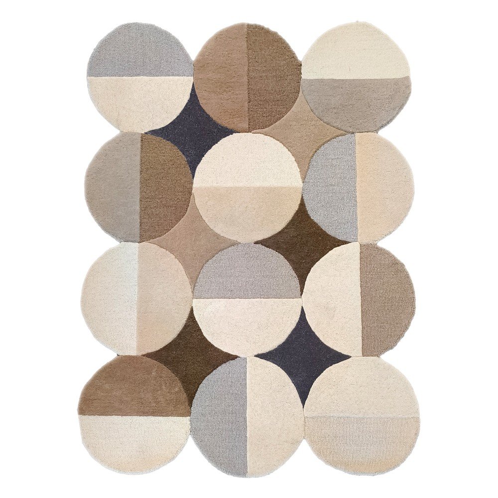 Szürkésbézs kézi szövésű gyapjú szőnyeg 160x230 cm Mia Ellipse – Flair Rugs