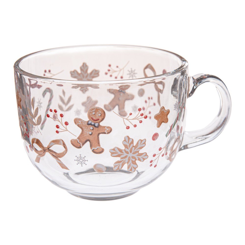 Üveg bögre karácsonyi mintával 500 ml Gingerbread – Dakls
