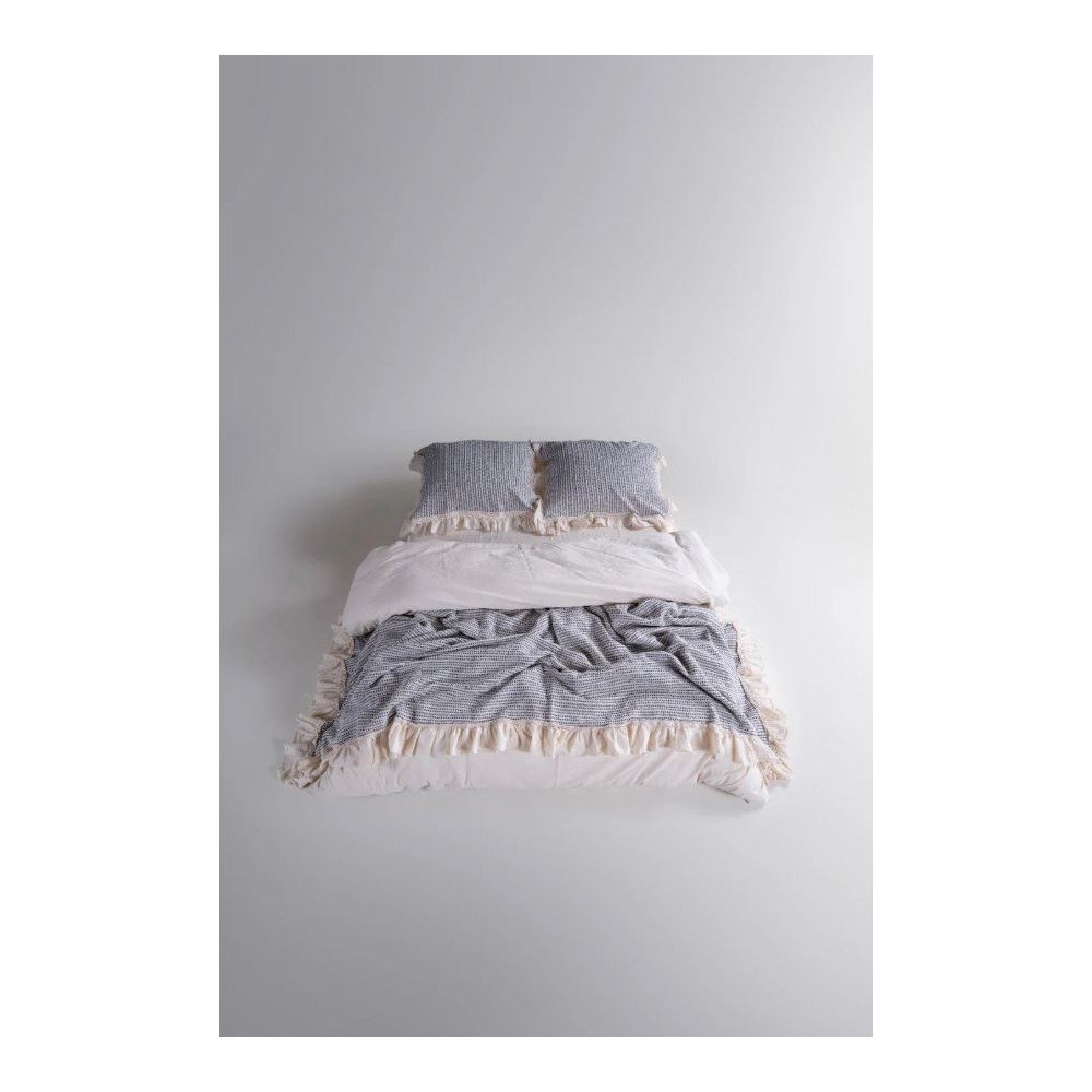 Világosszürke renforcé pamut ágytakaró és párnahuzat szett 180x240 cm Bella Calm Ruffle – Mila Home Luxury