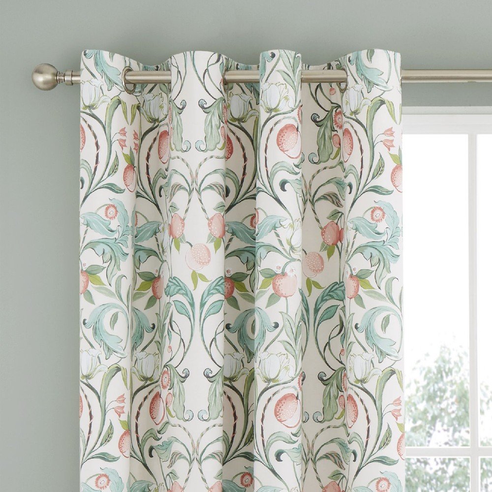 Zöld-rózsaszín függöny szett 2 db-os 168x183 cm Clarence Floral – Catherine Lansfield