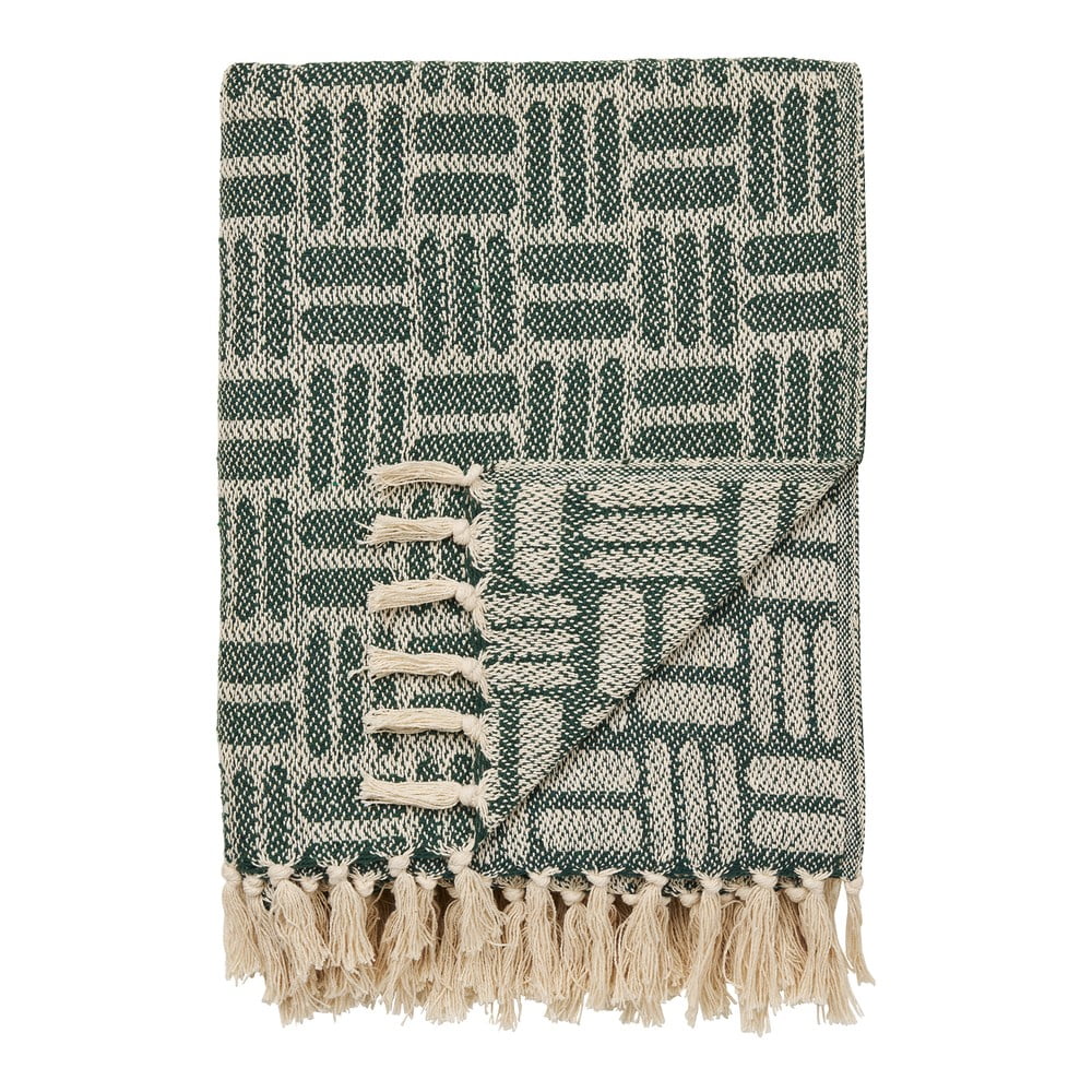 Zöld újrahasznosított pamut takaró 130x180 cm Adana – House Nordic