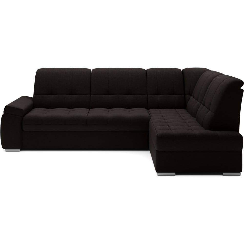 Barna kinyitható-tárolóhelyes sarokkanapé (jobb oldali-L alakú) Sado – ELTAP