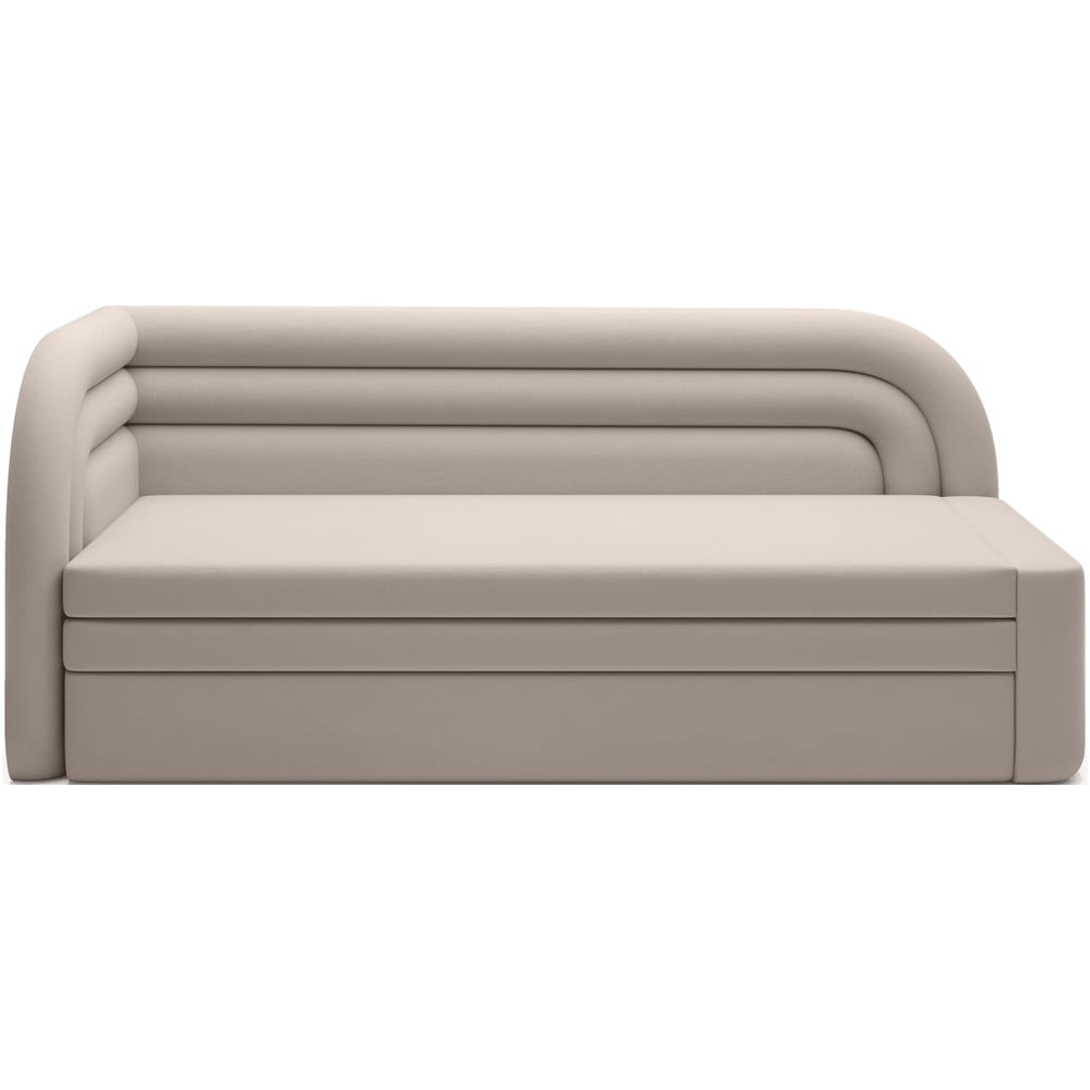 Bézs bársony kinyitható-tárolóhelyes kanapé bal oldali 223 cm Fabillo – ELTAP