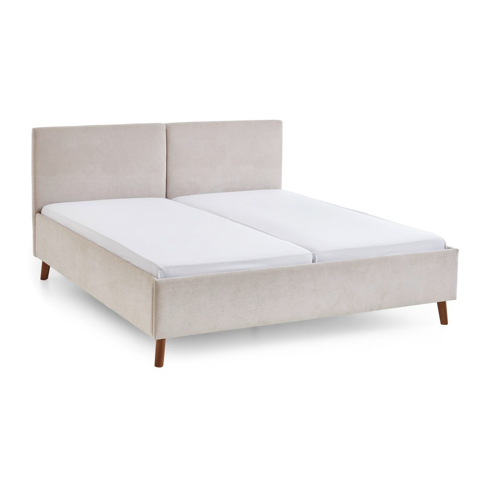 Bézs kárpitozott franciaágy ágyráccsal 160x200 cm Piano – Meise Möbel