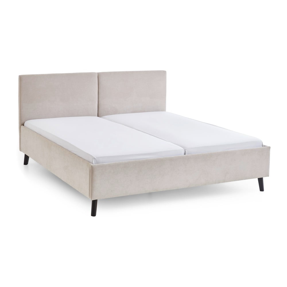 Bézs kárpitozott franciaágy ágyráccsal 180x200 cm Piano – Meise Möbel
