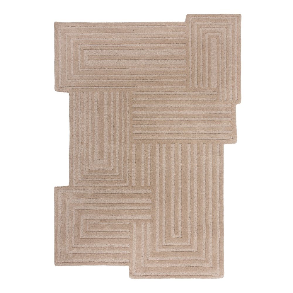 Bézs kézi szövésű gyapjú szőnyeg 200x290 cm Zen Rectangles – Flair Rugs