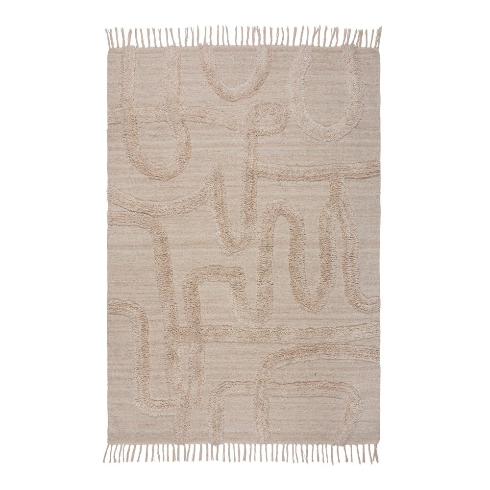 Bézs kézi szövésű gyapjú szőnyeg 240x340 cm Loma – Flair Rugs