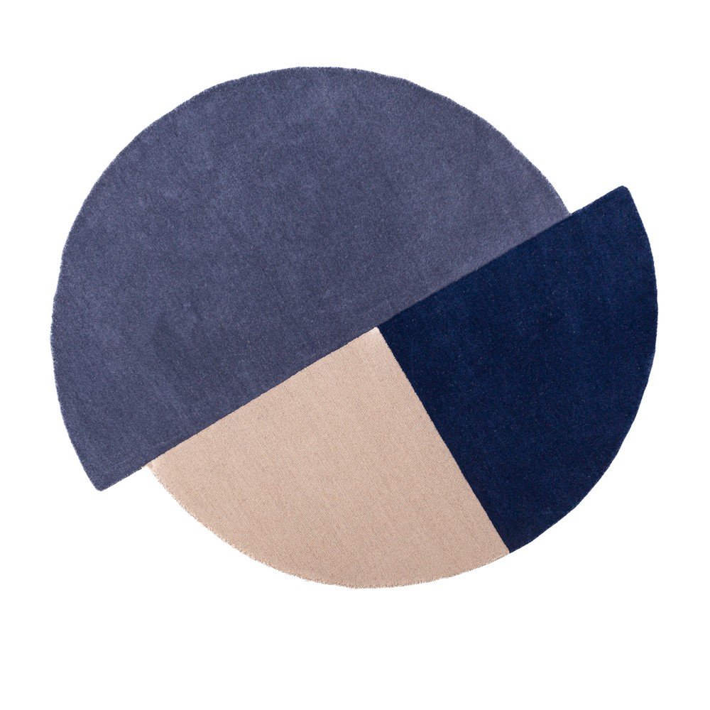 Kék kézi szövésű gyapjú kerek szőnyeg ø 150 cm Mia Segment – Flair Rugs