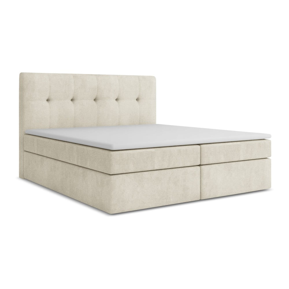 Krémszínű ágyneműtartós boxspring ágy 180x200 cm Palta – Makamii