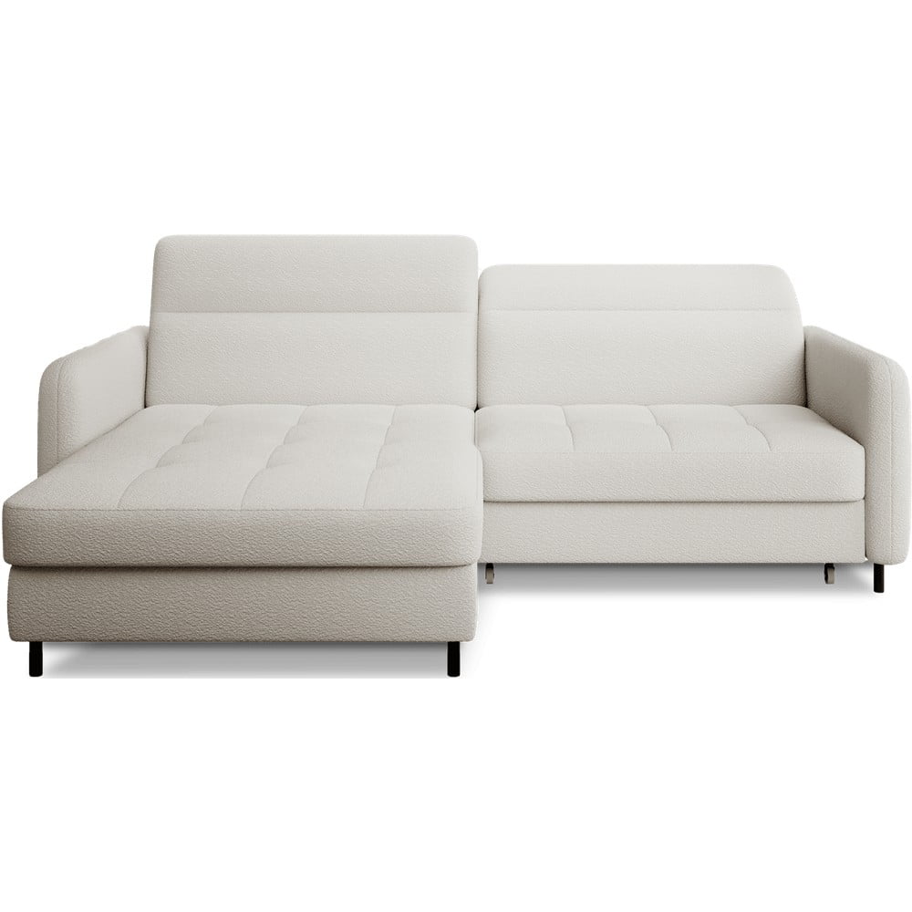 Krémszínű buklé kinyitható-tárolóhelyes sarokkanapé (bal oldali-heverő résszel) Gomsi – ELTAP