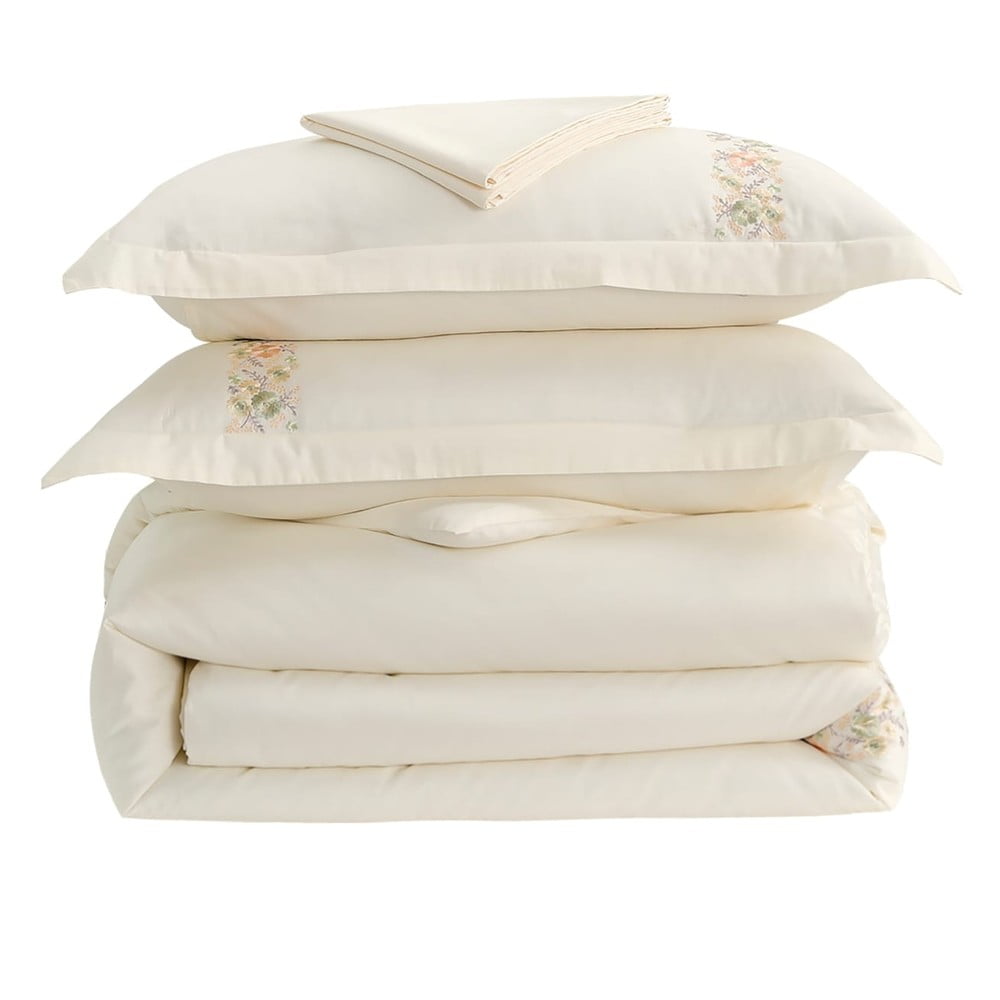 Krémszínű kétszemélyes-hosszabbított pamut-szatén ágyneműhuzat lepedővel-hatrészes 240x220 cm Maison Bloom – Mila Home Luxury