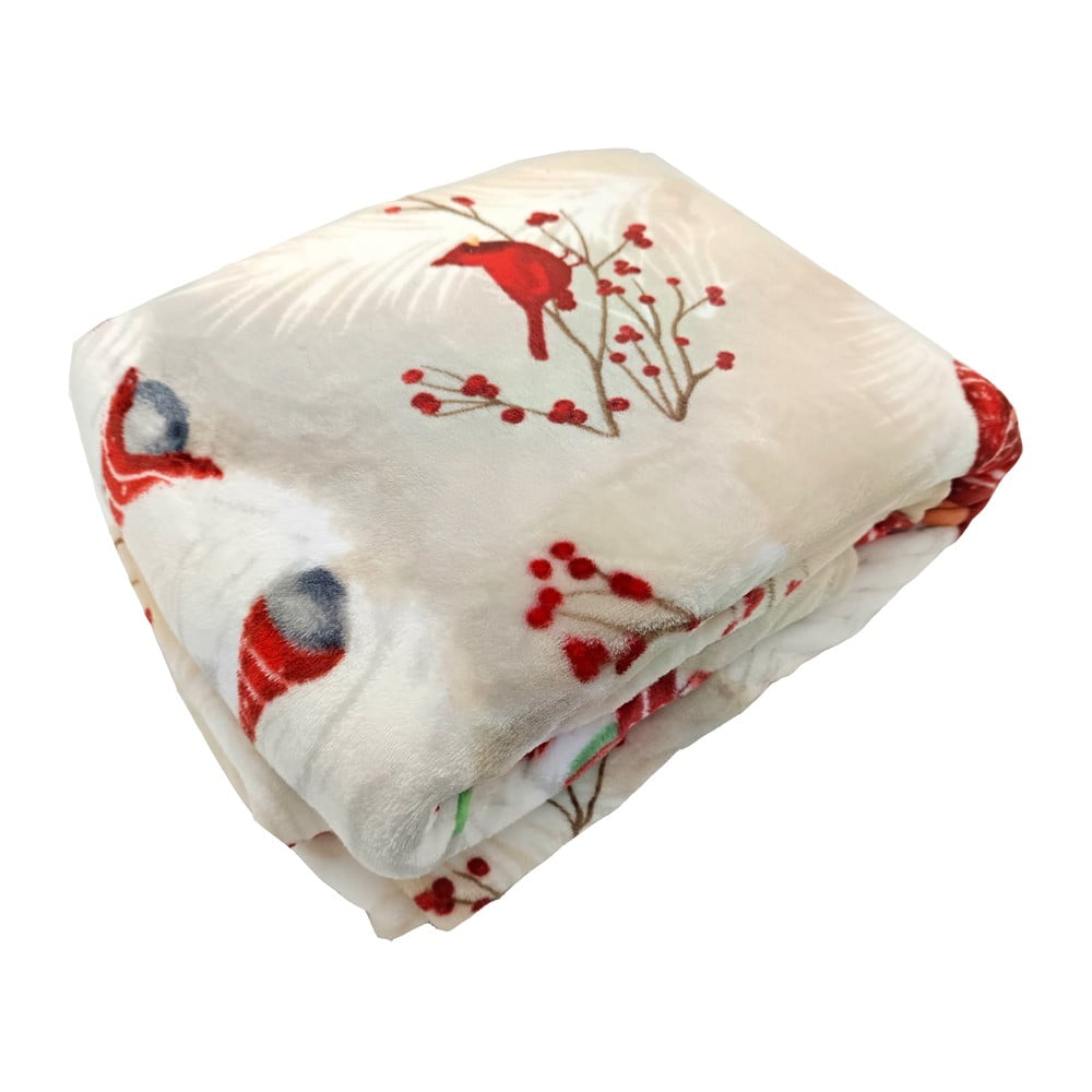 Krémszínű mikroplüss takaró karácsonyi mintával 150x200 cm Goblin – My House