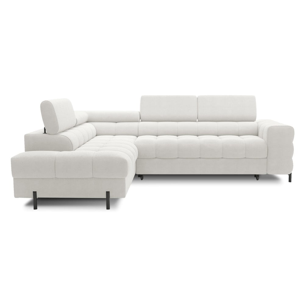 Krémszínű zsenília kinyitható-tárolóhelyes sarokkanapé (bal oldali-L alakú) Ferucce – ELTAP