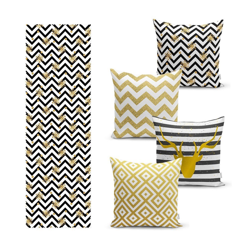 Párnahuzat és asztali futó szett 5 db-os ZigZag – Mila Home
