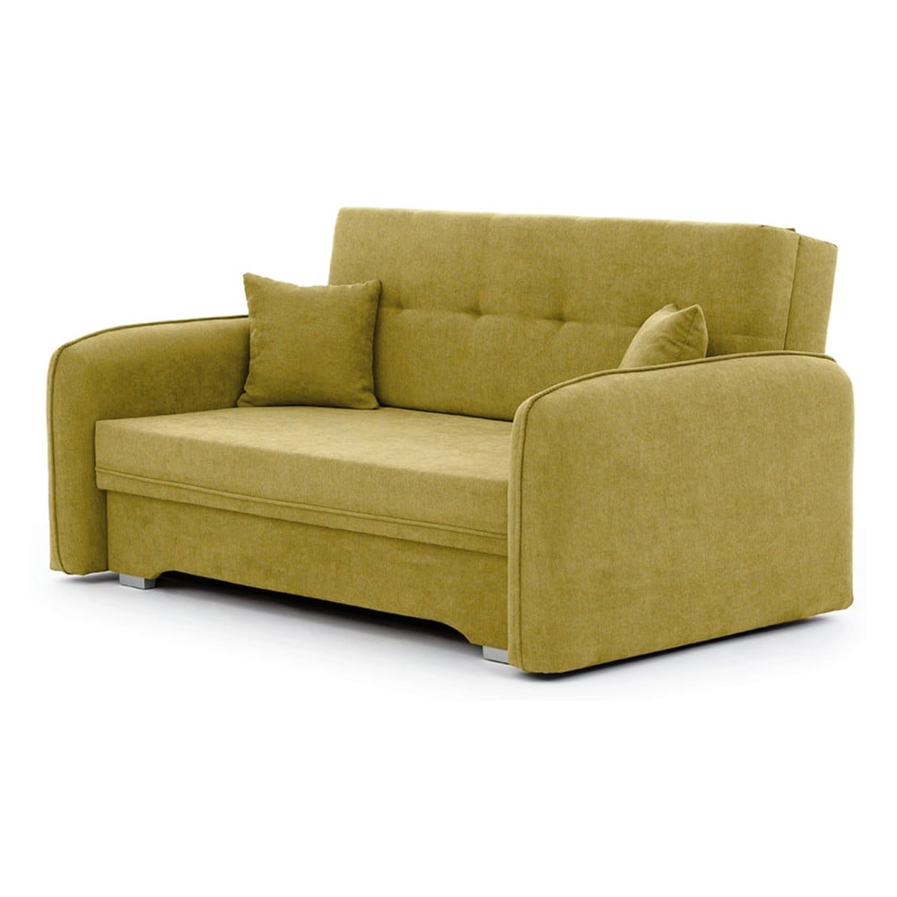 Sárga zsenília kinyitható-tárolóhelyes kanapé 155 cm Laine – ELTAP