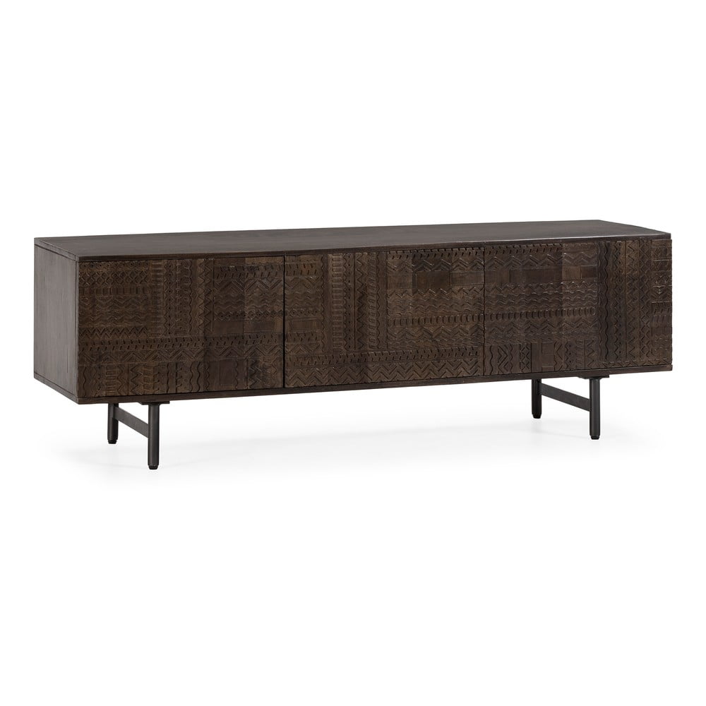 Sötétbarna mangófa TV-állvány 145x48x40 cm Kalai – MOME
