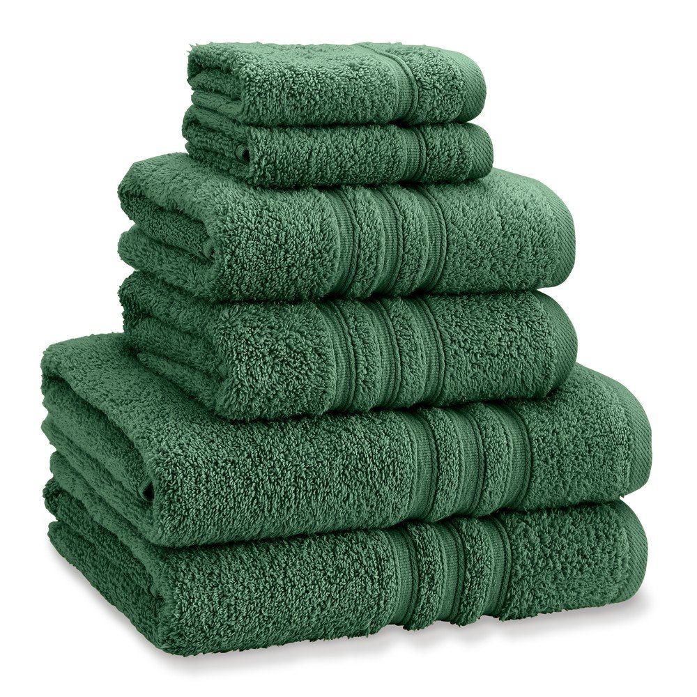 Sötétzöld frottír pamut törölköző és fürdőlepedő készlet 6 db-os Zero Twist – Catherine Lansfield