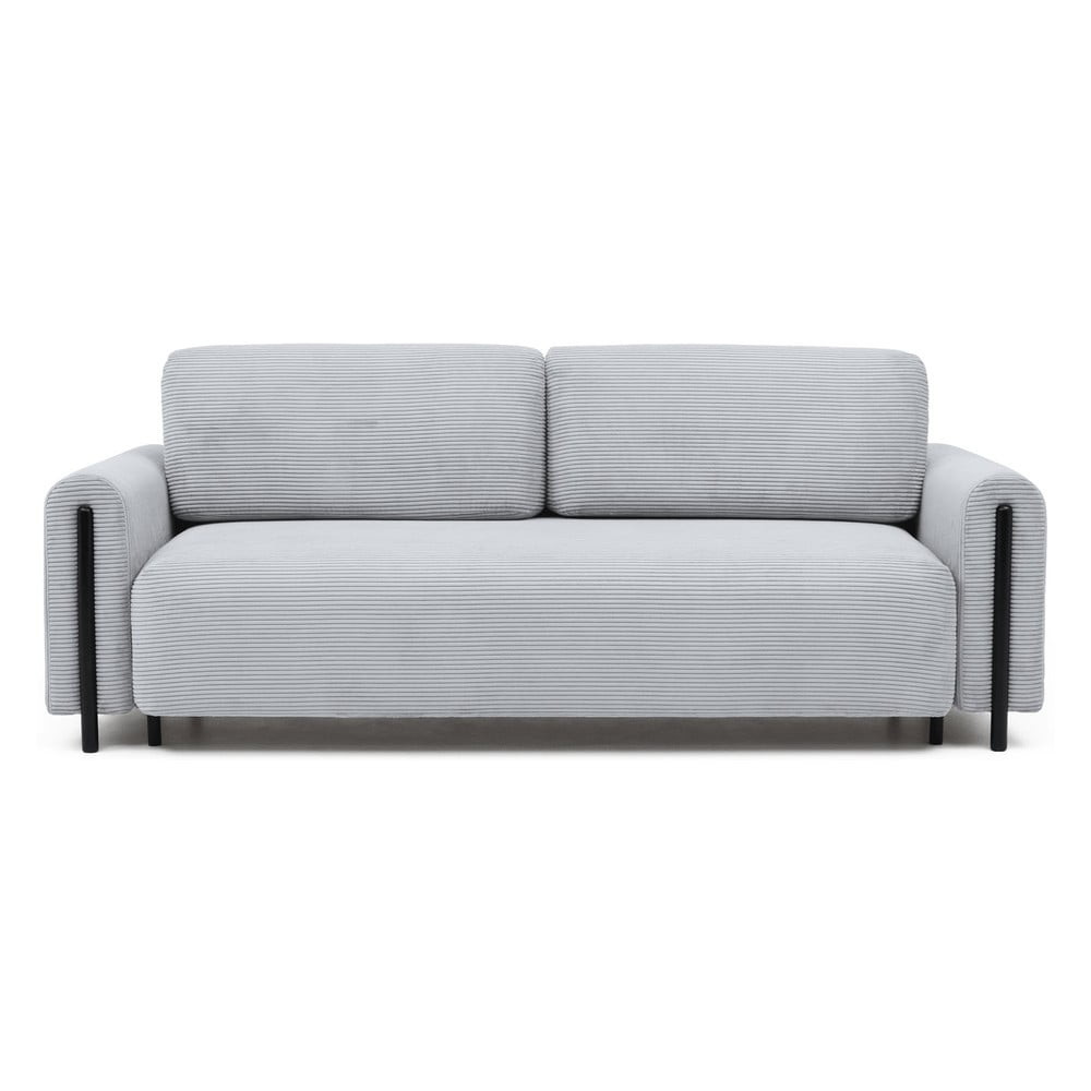 Szürke kordbársony kinyitható-tárolóhelyes kanapé 244 cm Arcadova – ELTAP