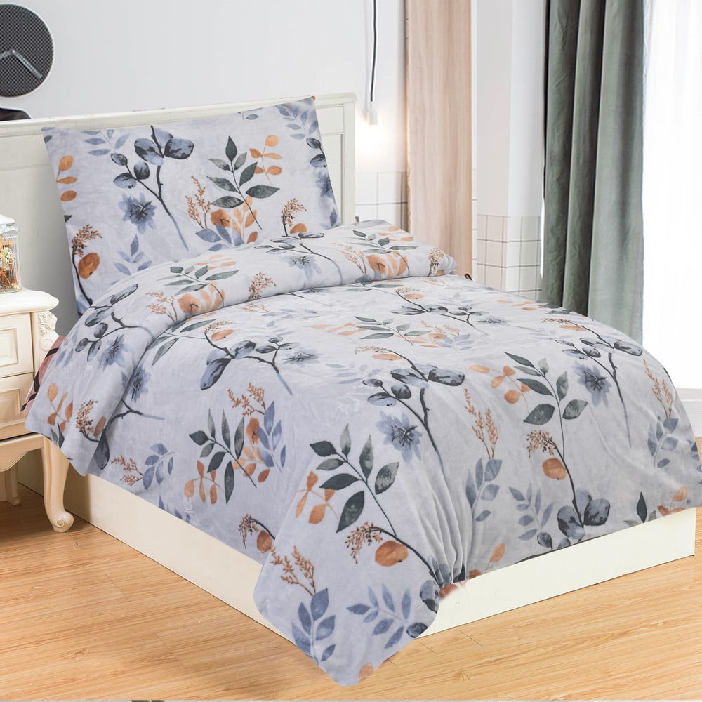 Szürkéskék egyszemélyes mikroplüss ágyneműhuzat 140x200 cm Greta – My House