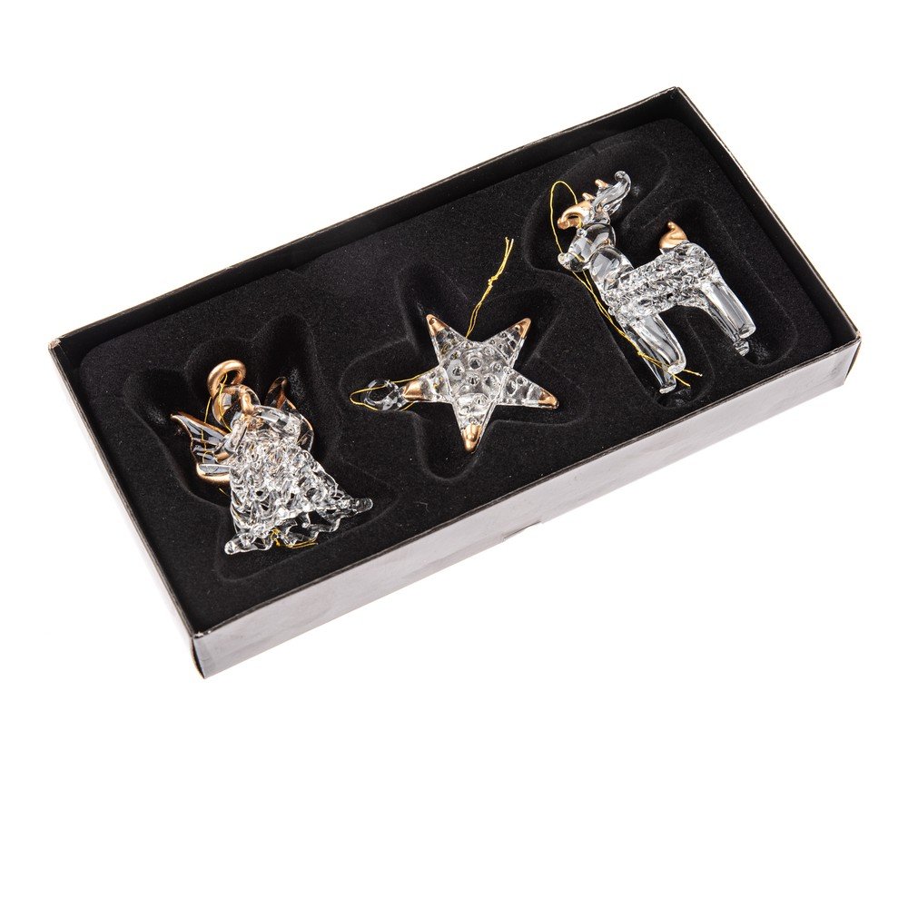 Üveg karácsonyfadísz készlet 3 db-os 9 cm – Dakls