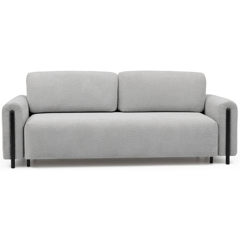 Világosszürke buklé kinyitható-tárolóhelyes kanapé 244 cm Arcadova – ELTAP