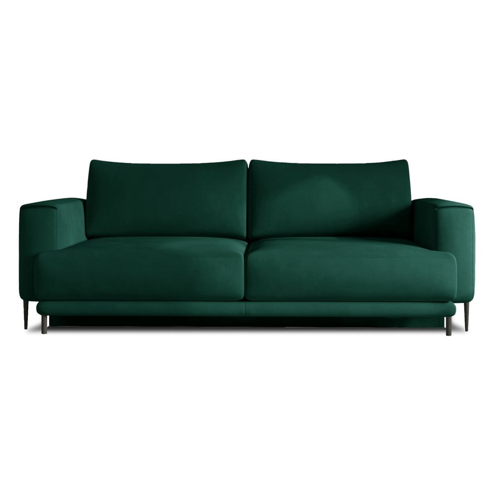 Zöld bársony kinyitható-tárolóhelyes kanapé 260 cm Dalia – ELTAP