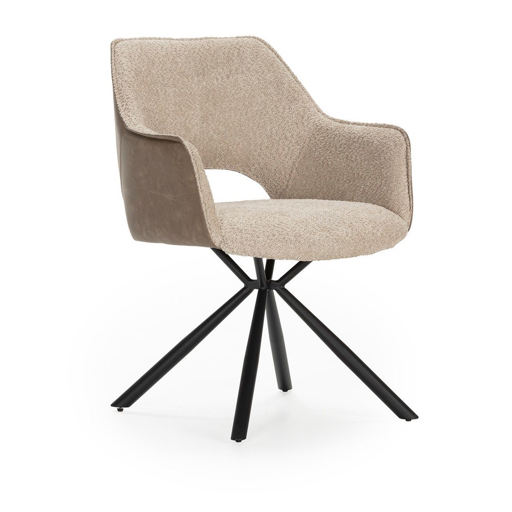 Bézs kárpitozott karfás étkezőfotel szett 2 db-os Mariel – Marckeric