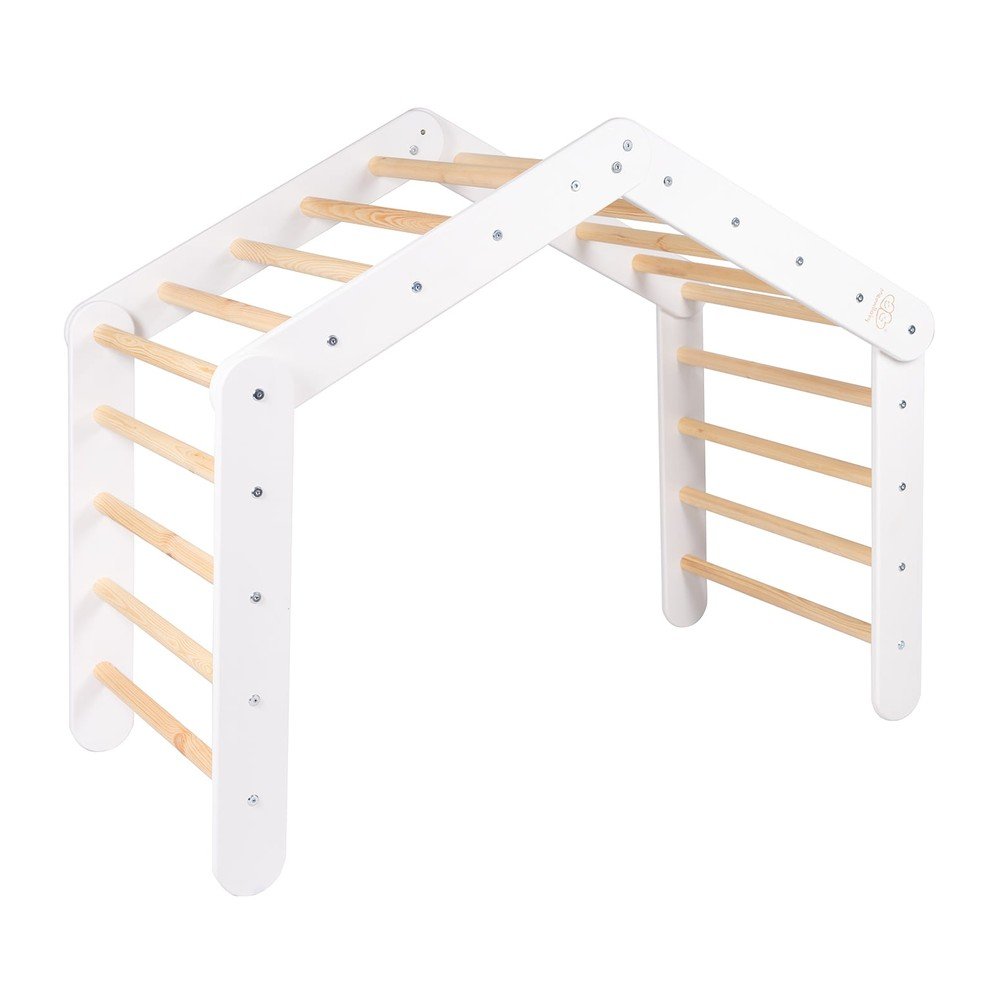 Fehér borovi fenyő pikler háromszög 61x112x94 cm Montessori – Meowbaby