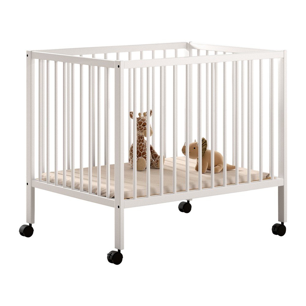 Fehér bükkfa gurulós járóka állítható magassággal 95x75 cm Dino – Vipack