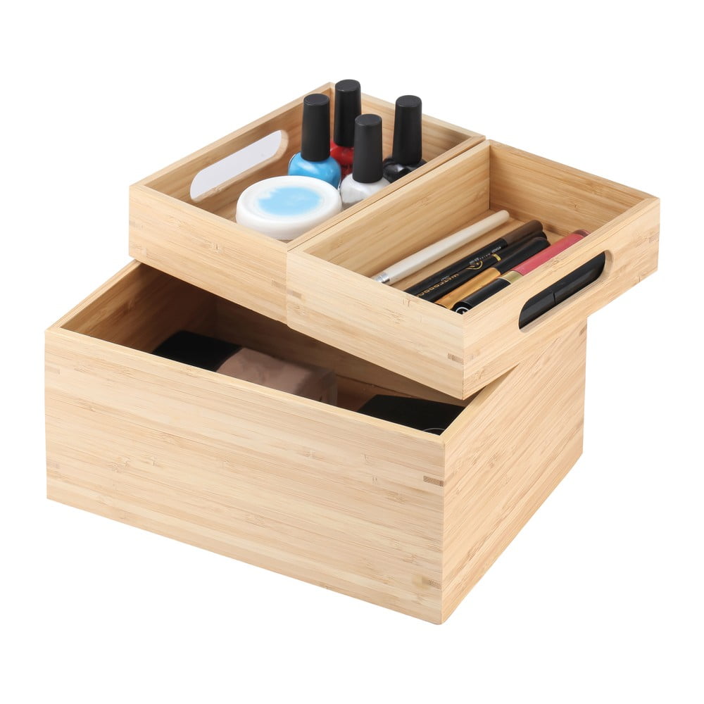 Natúr színű bambusz fürdőszobai rendszerező kozmetikumokhoz Isalys – MSV