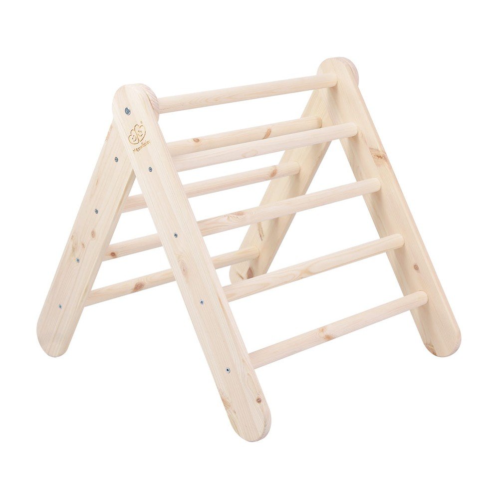 Natúr színű borovi fenyő pikler háromszög 60x60x60 cm Montessori – Meowbaby