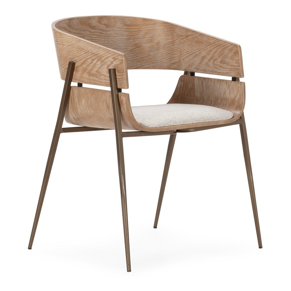 Natúr színű kárpitozott karfás étkezőfotel szett 2 db-os Naia – MOME