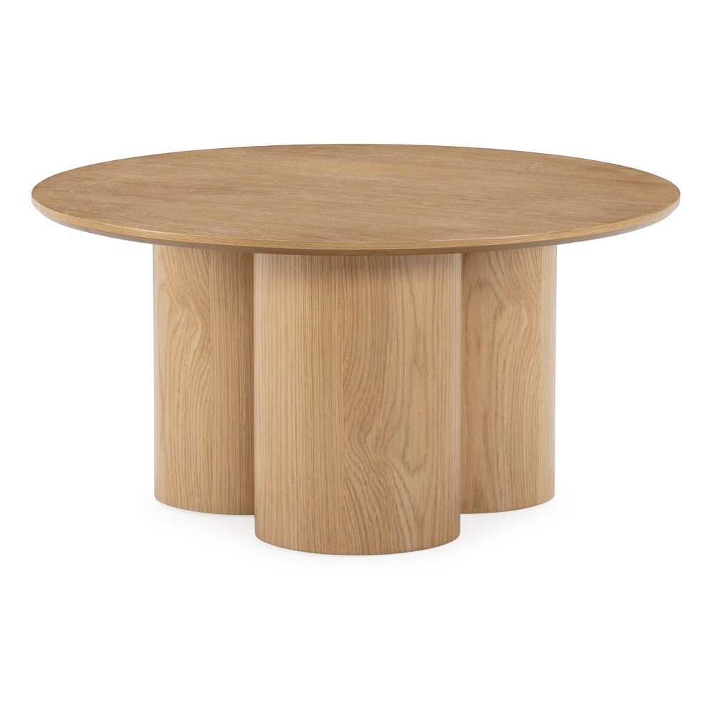 Natúr színű kerek dohányzóasztal tölgyfa dekorral ø 80 cm Lua – MOME