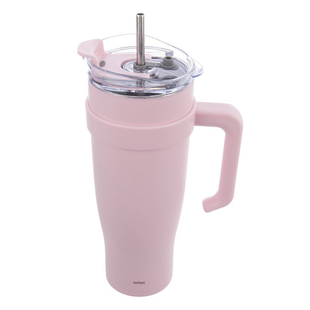 Rózsaszín termobögre szívószállal 1