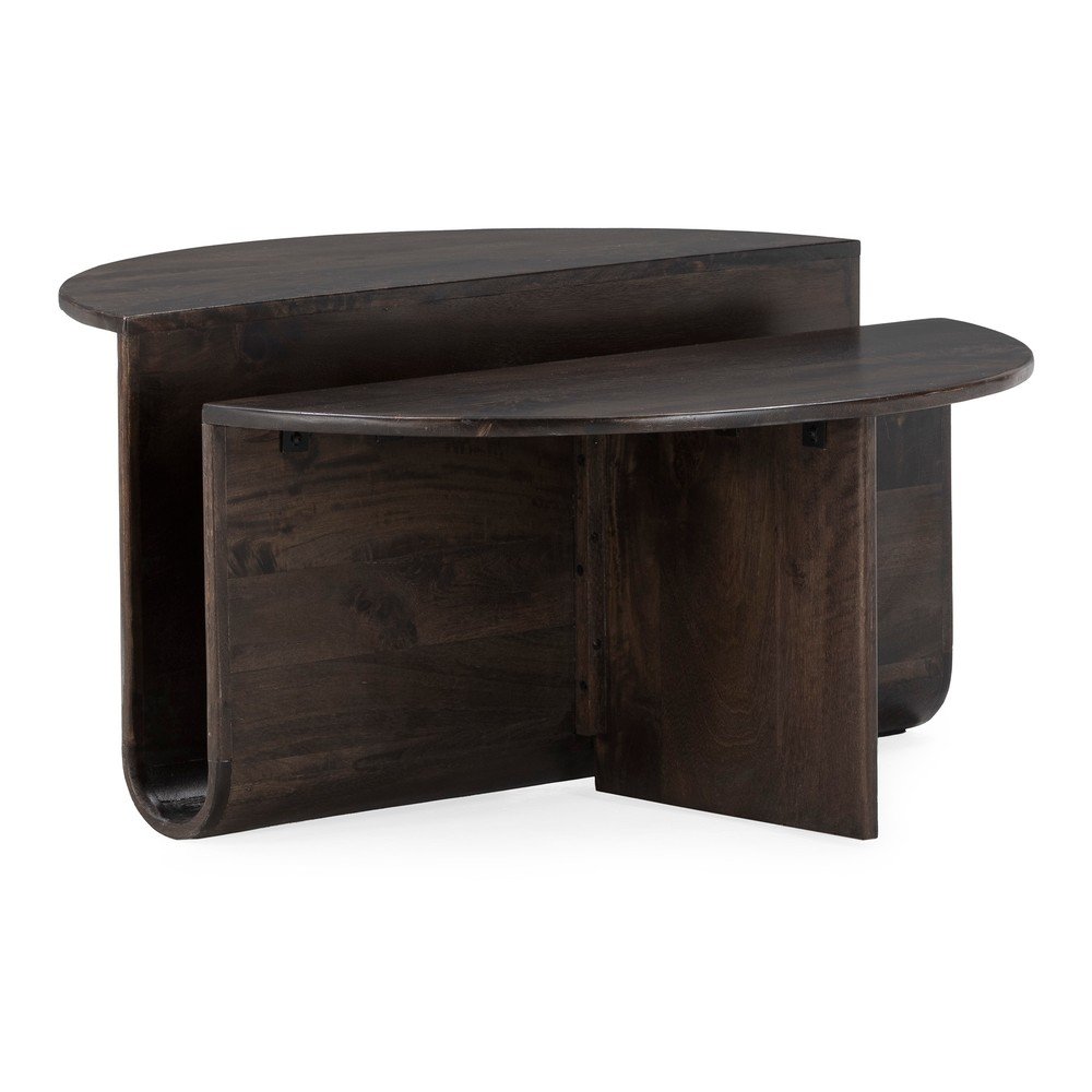 Sötétbarna mangófa kerek dohányzóasztal ø 80 cm Divya – MOME