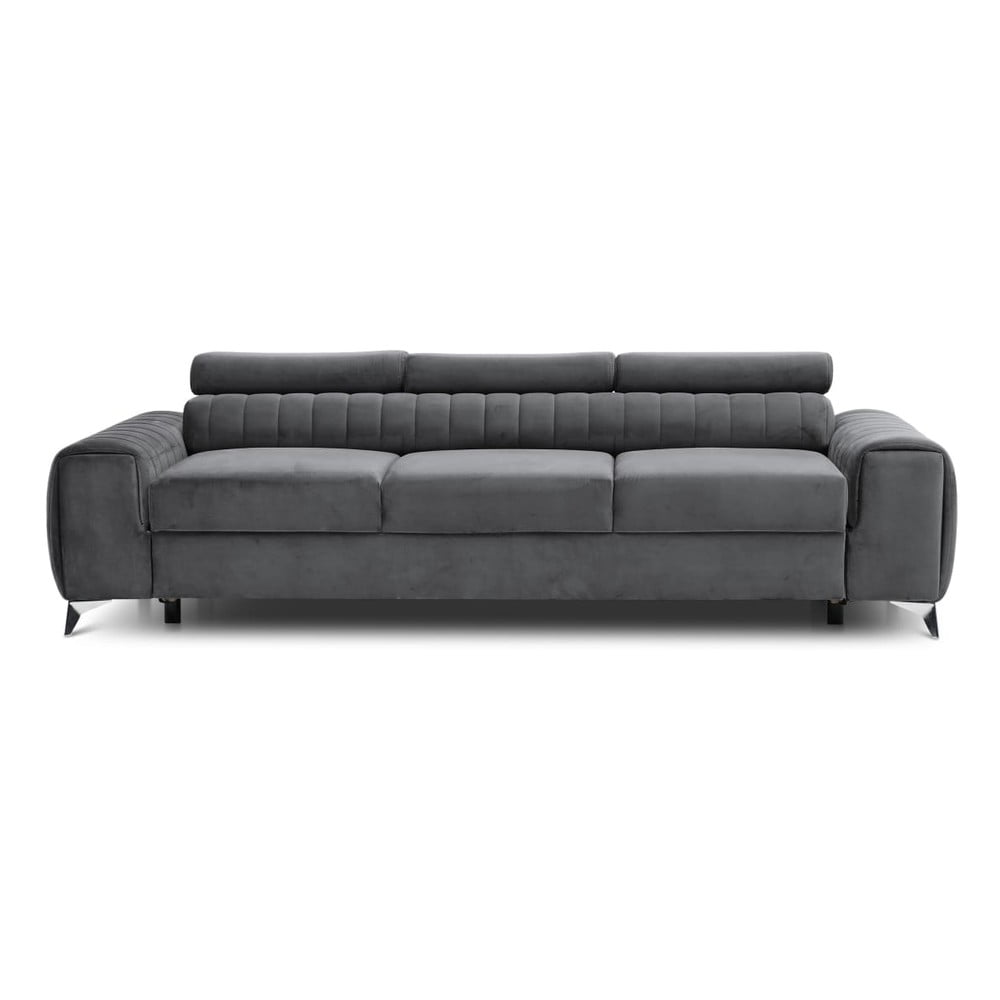 Sötétszürke bársony kinyitható kanapé 261 cm Laurence – ELTAP