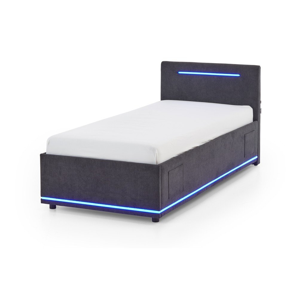 Sötétszürke kárpitozott gyerekágy ágyrács nélkül 90x200 cm Circle – Meise Möbel