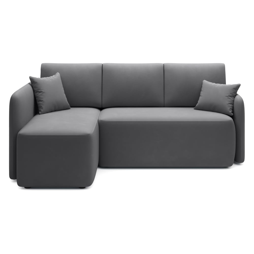 Sötétzöld bársony kinyitható-tárolóhelyes sarokkanapé (bal oldali-heverő résszel) Hadson – ELTAP