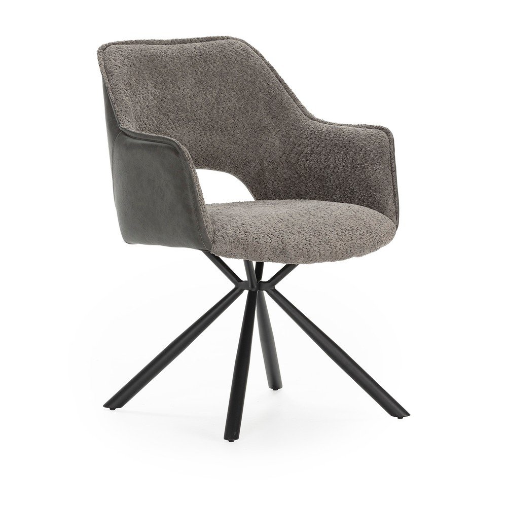 Szürke kárpitozott karfás étkezőfotel szett 2 db-os Mariel – Marckeric