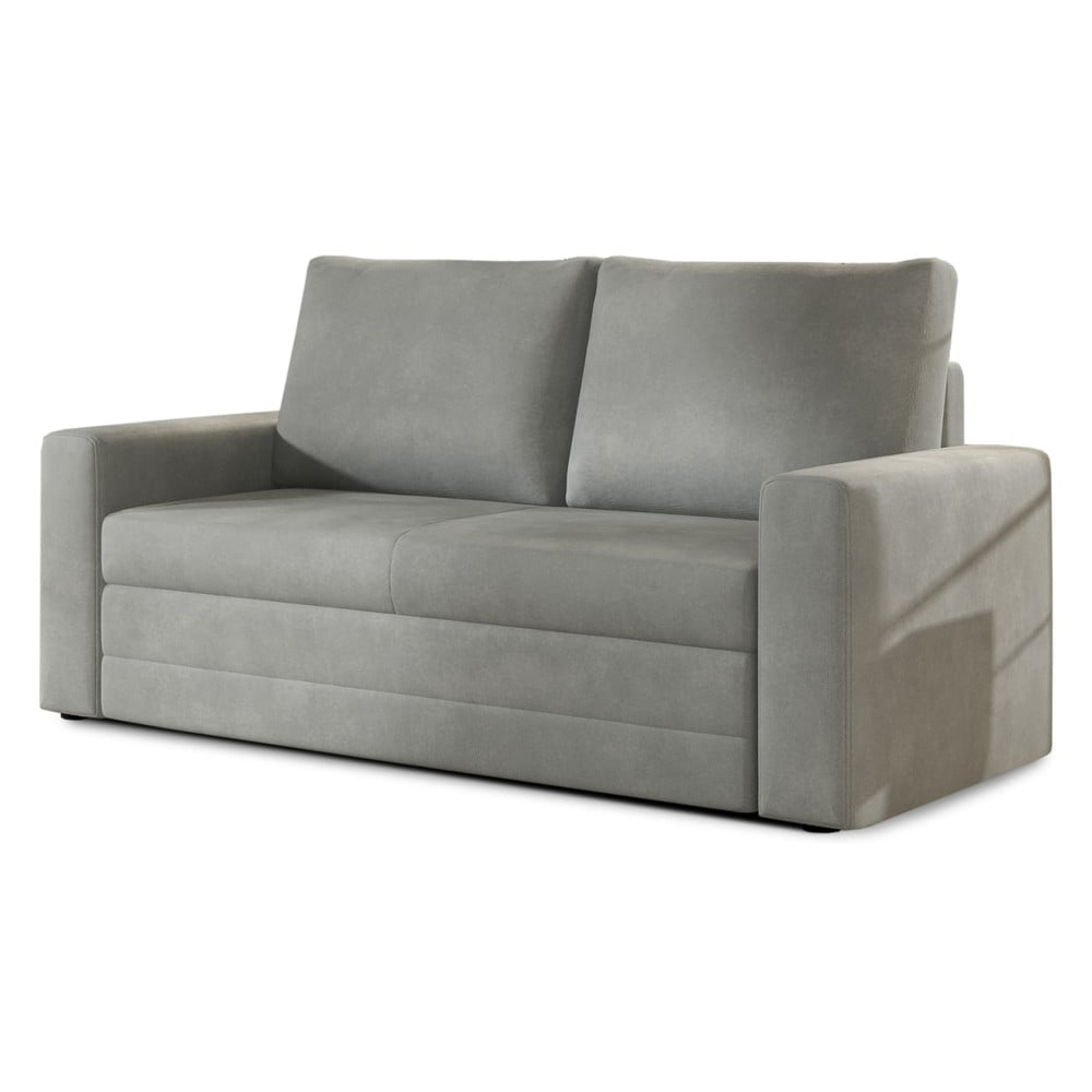 Világosszürke bársony kinyitható-tárolóhelyes kanapé 151 cm Wave – ELTAP