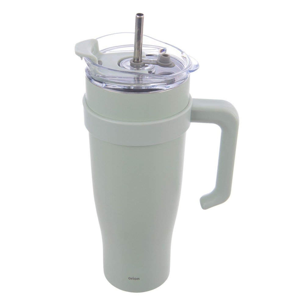 Zsályaszínű termobögre szívószállal 1